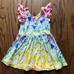 Colorful Heart Pattern Kids Casual Dress